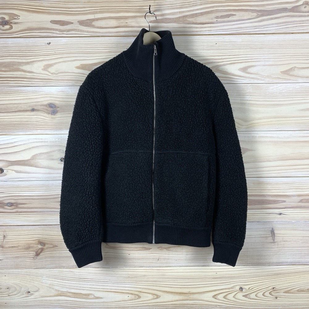 COS Jacket Womens EU Large Sherpa Ribbed Regular Fit Black Elevated - Picture 2 of 8